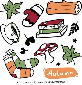 Hand Drawn Colorful Autumn Vibes. Vibrant hand-drawn autumn scenes with colorful leaves, cozy sweaters, and pumpkin accents. Perfect for seasonal projects and warm, inviting designs