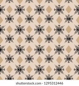 Hand drawn colorful aztec african ethnic seamless pattern vector illustration