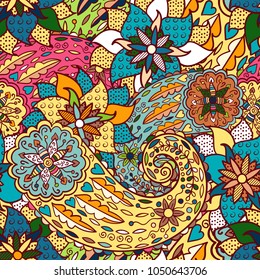 Hand drawn colorful aztec pattern with artistic pattern. Seamless pattern can be used for wallpaper, pattern fills, web page background, surface textures. Pastelcolors.