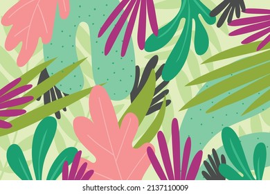 hand drawn colorful background with leaves flower
