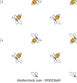 Hand drawn colorful bees. Summer meadow collection. Beautiful design for your textile, paper, cards, web page background. Vector seamless pattern.