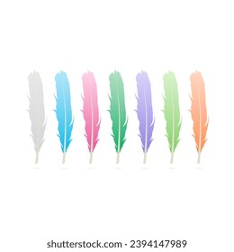 Hand drawn set of various colorful bird feathers Vector Image