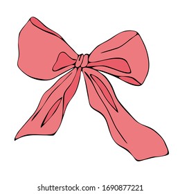 Hand drawn colorful with black outline bow vector illustration isolated on a white background