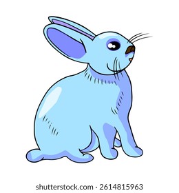 Hand drawn colorful blue easter bunny