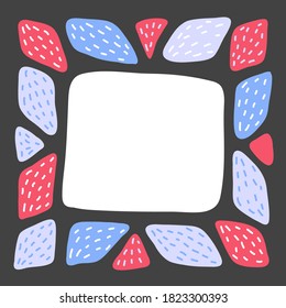 Marco de borde colorido dibujado a mano de formas geométricas para el diseño del logo del concepto o banner de medios sociales.