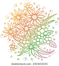 Hand drawn colorful botanical decoration design
