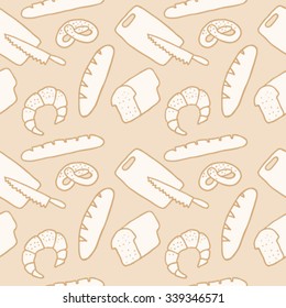 Hand drawn colorful brown bread seamless 