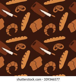 Hand drawn colorful brown bread seamless 