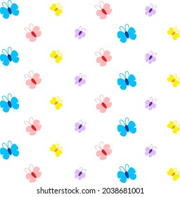Hand Drawn Colorful Butterflies Seamless Pattern - Amazing vector pattern of a butterfly suitable for background, fabric pattern, design asset, wrapping paper, wallpaper and illustration in general