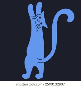 Hand drawn colorful cat. Cartoon style vector illustration. 