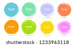 
Hand drawn colorful circle brush sketch set. Vector circular grunge doodles for message note mark design element. Brush stroke circle stains texture isolated on the white background. Vector.