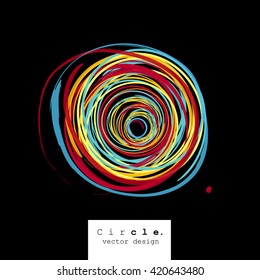 hand drawn colorful circle on black background. vector design element