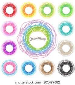 Hand drawn colorful circles abstract vector set 