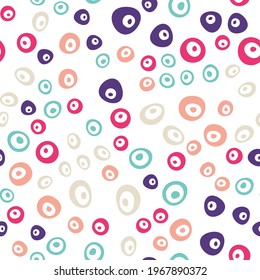 hand drawn colorful circles seamless pattern