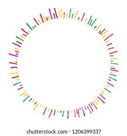 hand drawn colorful circular frame with orange rays for your design