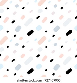 hand drawn colorful confetti on white background simple abstract seamless vector pattern illustration