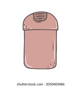 Hand drawn colorful container, trash basket isolated on a white background. Doodle, simple outline illustration. It can be used for decoration of textile, paper.