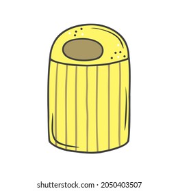Hand drawn colorful container, trash basket isolated on a white background. Doodle, simple outline illustration. It can be used for decoration of textile, paper.