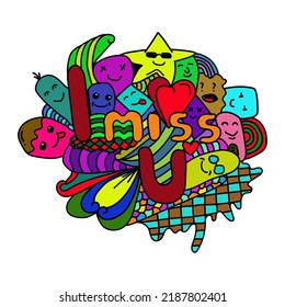 Hand Drawn Colorful Creative Art Doodle Design Concept Vector Illustration for Posters, T-shirts and Greeting Cards