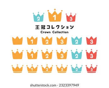 Hand drawn colorful crown set