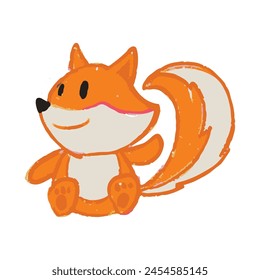 Hand drawn of colorful cute fox vector illustration