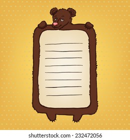 Hand Drawn Colorful Cute Vector Bear. Invitation Design.