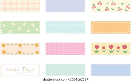 hand drawn Colorful cute Washi Tape Design Element Vector Clip Art illustration