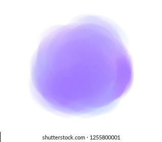 Hand drawn colorful digital spot on isolated white. Colored aquarelle blotch. Watercolour splotch. Paint and ink smudges. Blur stain. Trendy label brush stroke background