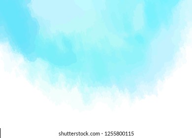 Hand drawn colorful digital spot on isolated white. Colored aquarelle blotch. Watercolour splotch. Paint and ink smudges. Blur stain. Trendy label brush stroke background