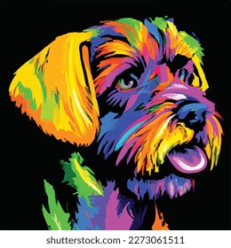 hand drawn colorful dog vector art