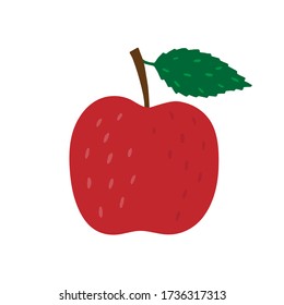 Hand drawn colorful Doodle apple. Vector in the sketch style. Flat fruit isolated on white. Veganism, natural nutrition.