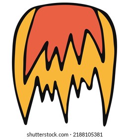 Hand Drawn Colorful Doodle Rocket Fire Isolated on White Background. Design Element for Cosmonauts Day, Space Day, Cosmonautics Day and Day of Astronautics.