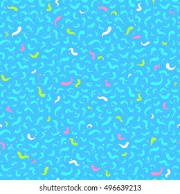 Hand drawn colorful doodle style grunge seamless vector pattern blue