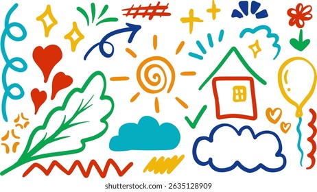 Hand drawn Of colorful doodles. Vector illustration