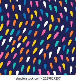 Hand drawn colorful dot seamless pattern. Organic irregular spots in trendy multicolored background. Random simple brushstroke spotty print for any graphic design.