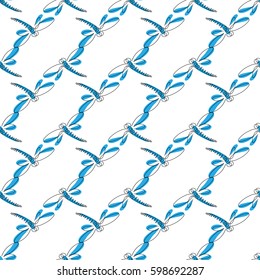 Hand drawn colorful dragonflies. Summer meadow collection. Beautiful design for your textile, paper, cards, web page background. Vector seamless pattern.