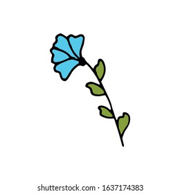 Hand drawn colorful floral element isolated on a white background. Doodle, simple outline illustration. It can be used for decoration of textile, paper and other surfaces.