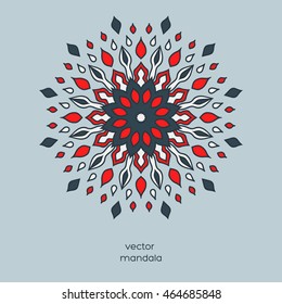 Hand drawn colorful floral mandala. Vintage oriental style. Indian, asian, arabic, islamic, ottoman, moroccan motif.  Vector illustration.