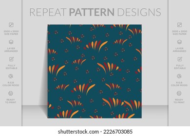 Hand drawn colorful floral pattern background design 