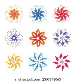 Hand drawn colorful flower collection