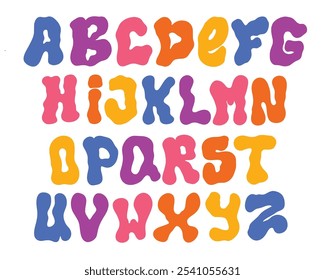 Hand drawn Colorful font shaped alphabet set