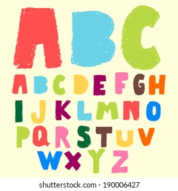 hand drawn colorful font,doodle alphabet,abc,pastel color