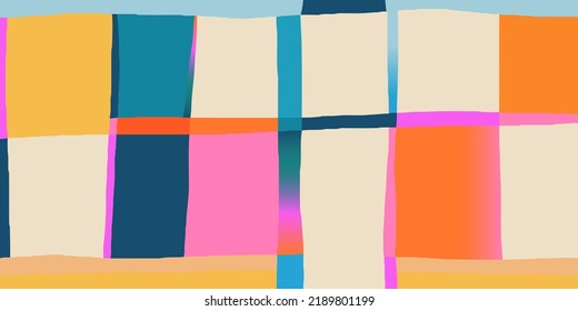 Hand drawn colorful geometric pattern. Dynamic abstract shapes. Fashionable template for design. 