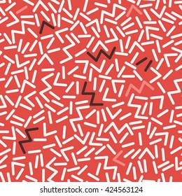Hand drawn colorful geometric seamless pattern. Modern stylish irregular decorative ornament with symbols. Repeating background for textiles, wrapping paper or wallpapers.