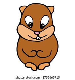 Hand drawn colorful gopher. Cartoon color gopher outline doodle style. Vector illustration isolated on white background. 