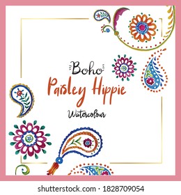 Hand Drawn Colorful Hippie Paisley