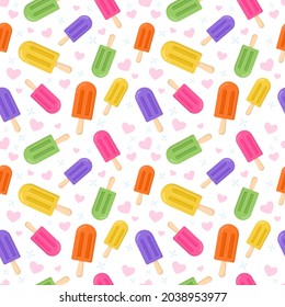 Hand drawn of colorful ice cream collection seamless pattern background