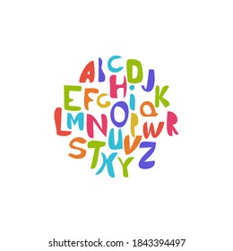 Hand drawn colorful latin alphabet. Vector ABC isolated on the background and easy to use for your lettering design.
