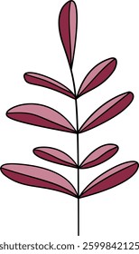 Hand drawn colorful leaf outline. Suitable for floral decoration. Suitable for coloring book.