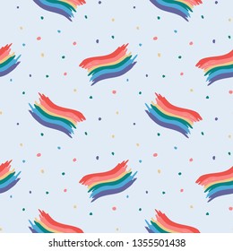 Hand Drawn Colorful Lgbt Flag Pattern With Rainbow Dots. Illustrations Drawing Vector Sketch For Textile, Print, Postcard, Text, Invitation, Poster, Background, Book, T-shirt, Wallpaper